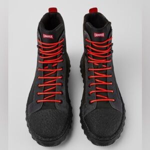 CAMPER Ground Grey Michelin Natural Rubber Toe Cap Red Lace Boots 42